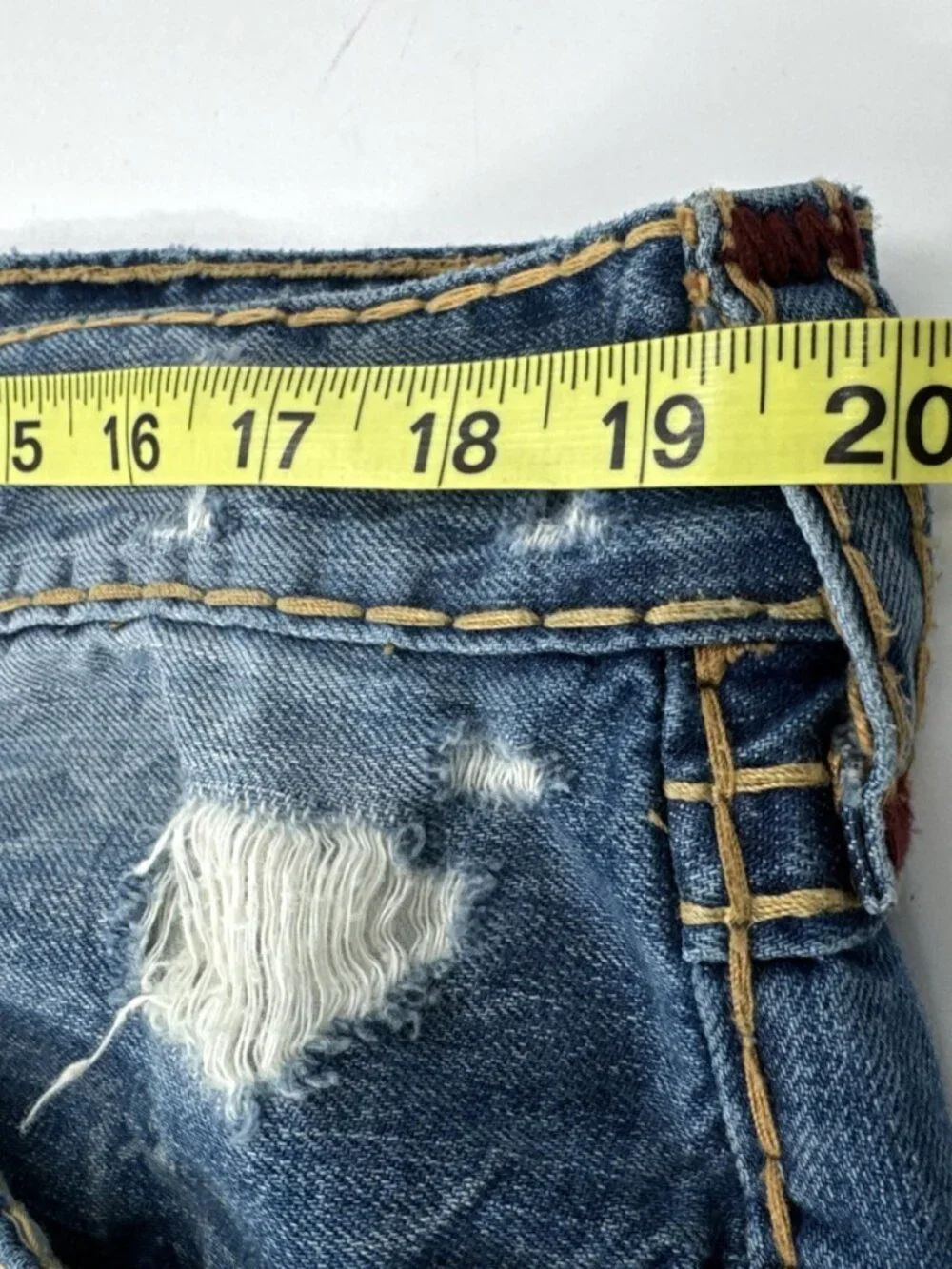 True Religion Ricky Jeans Mens 39x34 Relaxed Straight Flap Pocket Thick Stitch